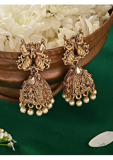 Fida Gold Plated Dancing Goddess Temple Jhumka Earring For Women