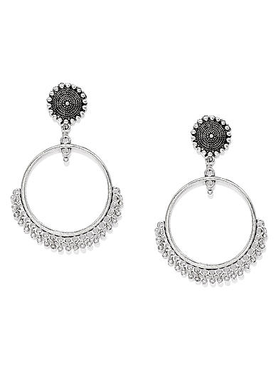 Ghungroo Silver Plated Oxidised Drop Earring