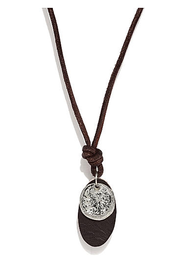 Men Brown Leather Necklace