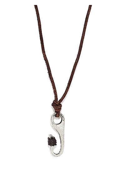 Men Brown Leather Necklace