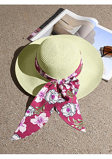 Stylish Maroon Printed Scarf Summer Beach Hats For Women