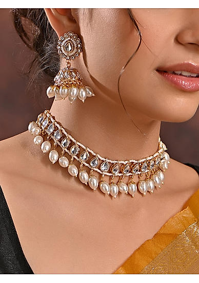 Fida Festive Gold-Plated Pearl Traditional Jewellery Set Women