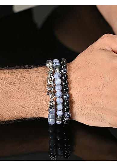 The Bro Code Multi Set of 3 Beaded Chain Bracelet For Men