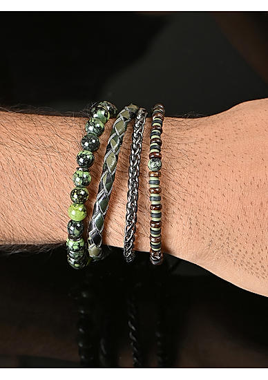 The Bro Code Multi Set of 4 Beaded Bracelet For Men