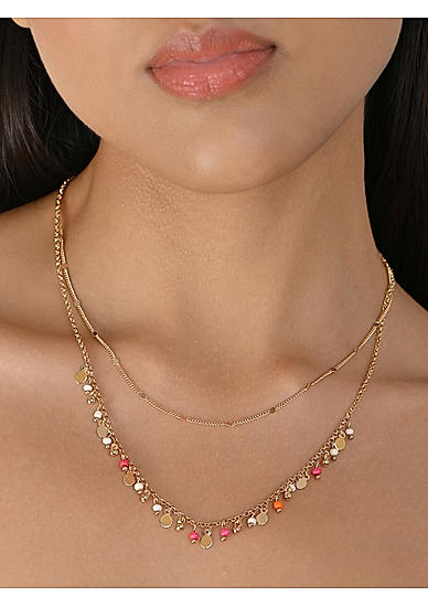 Toniq Gold Plated Multicolored Beaded Layered Necklace for Women 