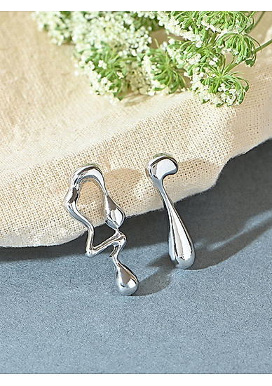 Toniq Silver Plated Drip style Hoop earrings for women
