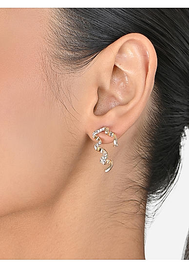 Toniq Golden Asymetric Shape Drop earrings for women