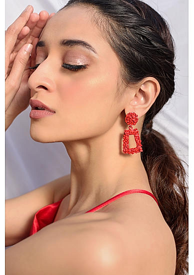 Red Contemporary Drop Earrings
