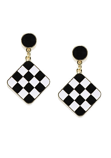 Black and White Geometric Drop Earrings