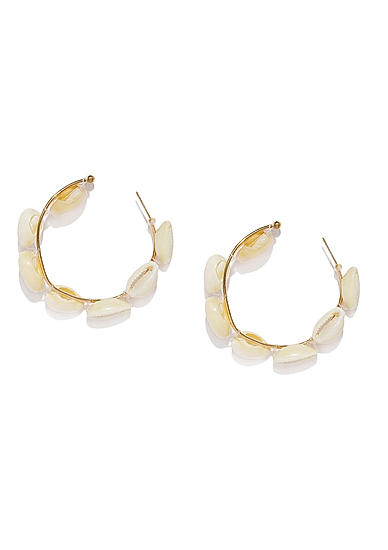 White Circular Hoop Earrings