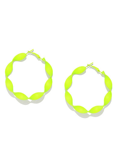 Fluorescent Green Circular Hoop Earrings