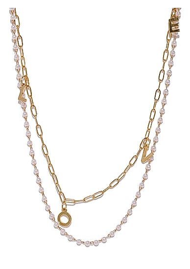 Gold-Toned and White Layered Necklace