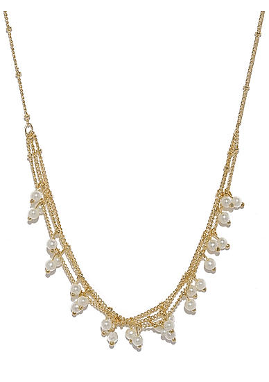 Women Gold-Toned and White Embellished Layered Necklace