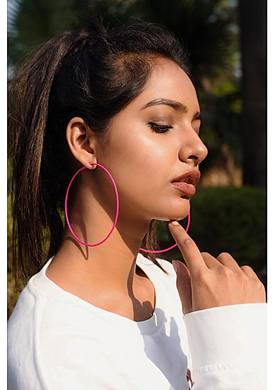Pink Circular Hoop Earrings