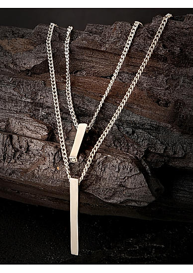 The Bro Code Silver Plated Layered Necklace For Men