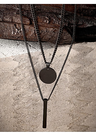 The Bro Code Black Layered Necklace For Men