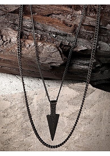 The Bro Code Black Layered Arrow Necklace For Men