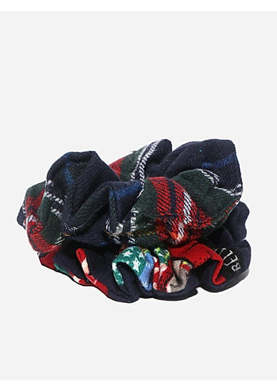 Set Of 2 Multicolor Checked Scrunchies Rubber Band