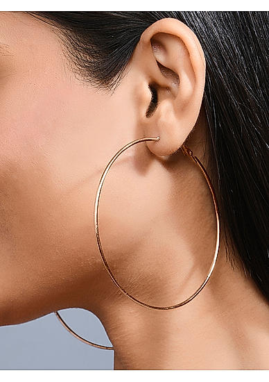 Toniq Stylish Gold Plated Skinny Hoop Earring For Women