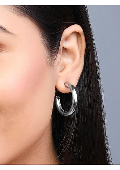 Toniq Stylish Silver Plated Hoop Earring For Women