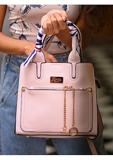 ToniQ Bianca Stylish Womens Pink Handbag with detachachable printed Scarf