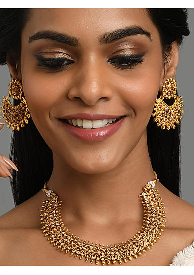 Brown Stones Gold Plated Jewellery Set