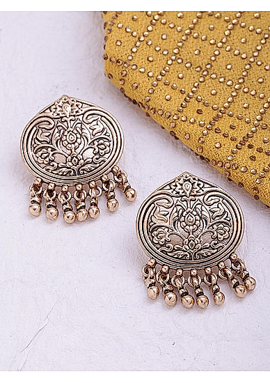 Gold-Toned Antique Oval-Shaped Oversized Studs