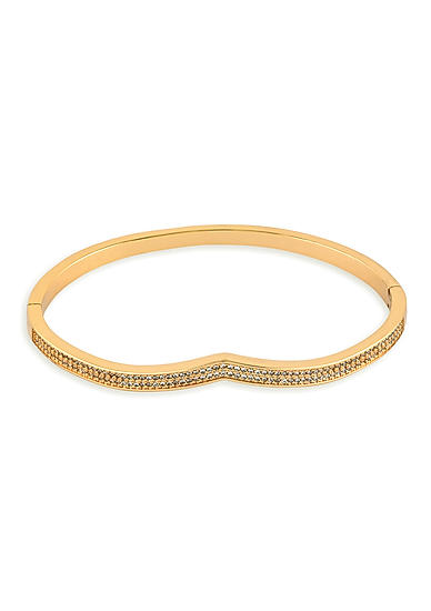 Cubic Zirconia Gold Plated Wishbone Curved Bangle Style Bracelet