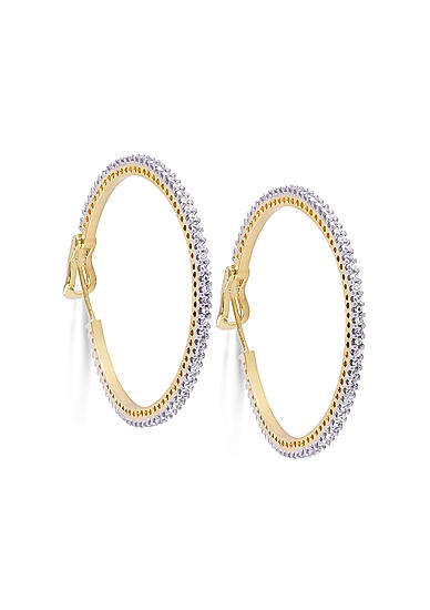 Amavi Gold American Diamonds Fine Delicate Hoop Earrings For Women