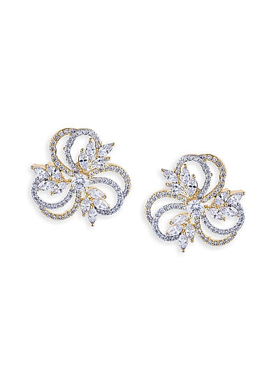 Amavi AD Enriched Flower Stud Earrings For Women