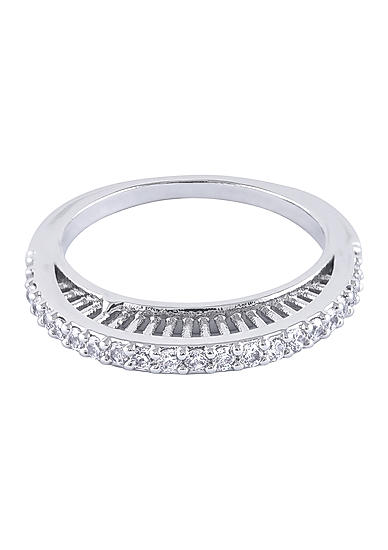 Amavi Dainty Silver AD Embellished Ring For Women