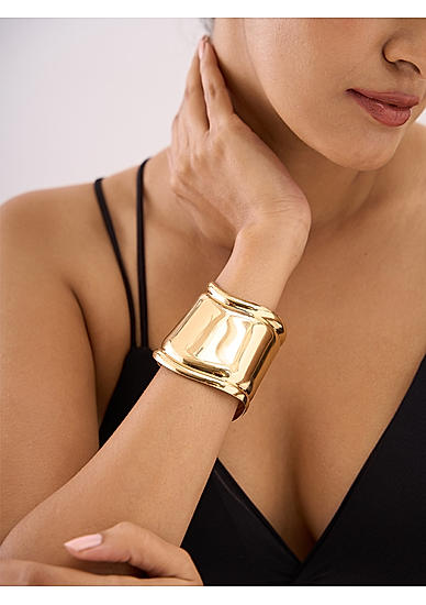 Gold Fluid Metal Cuff &Kada Bracelet