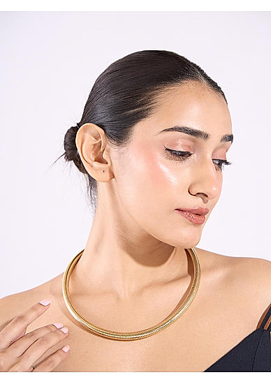 Gold Party Coiled Adjustable Choker Necklace