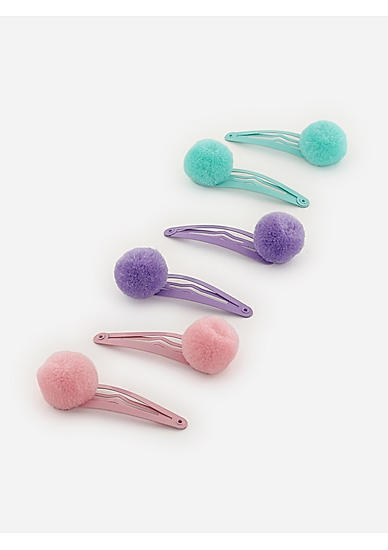 Set of 6 Pink Purple Blue Kids Tic-Tac Hair Clip 