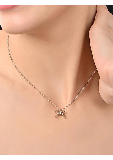 Women Gold Casual Bow Minimal Charm Necklace