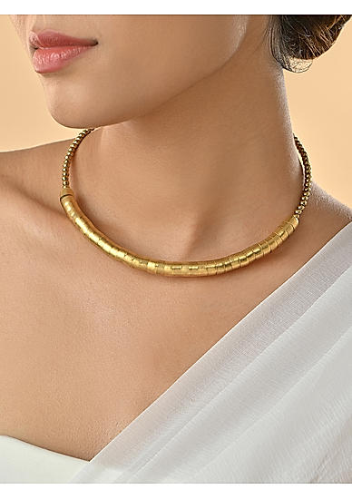 Gold -Toned Party Molten Beaded Choker Necklace