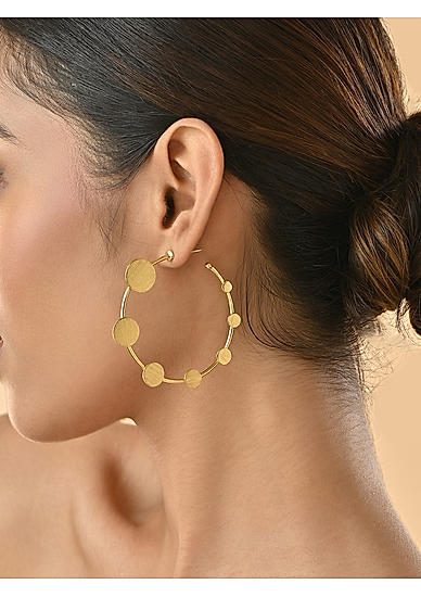 Brass Gold-Plated Multi Dots Circular  Hoop Earrings