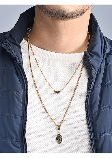 The Bro Code Gold Plated Double Layer Evil Eye Necklace For Men