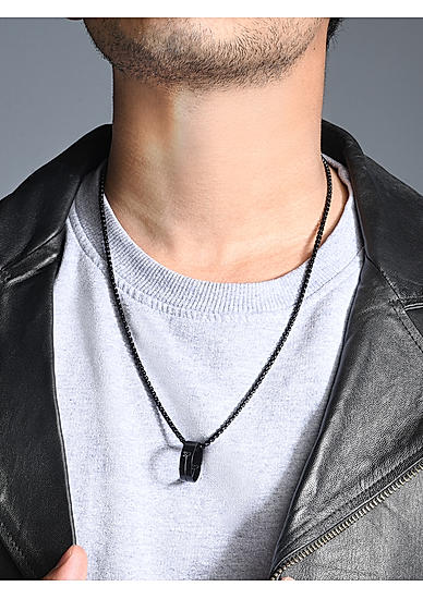 The Bro Code Black Ring Pendant Necklace For Men