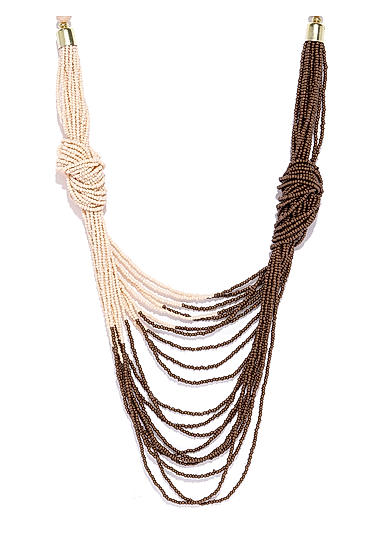 Beige and Brown Beaded Layered Necklace