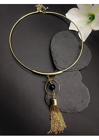 Gold-Toned Tasseled Necklace