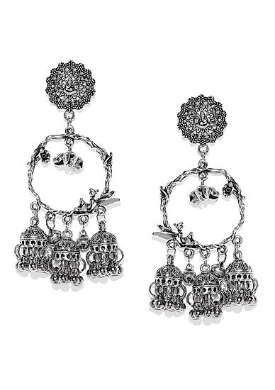 Silver Floral Crown Earring