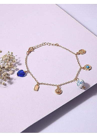 Toniq Classic Gold Plated Charm Bracelet For Women