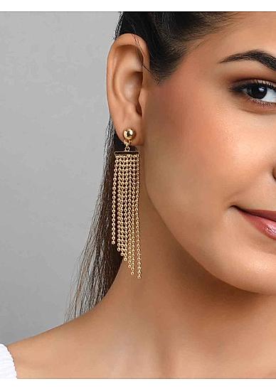 Toniq Classic Gold Plated Geometrical Drop Earring For Women
