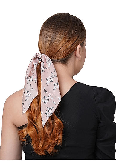 Spring Bloom Pink Floral Scarf Rubberband
