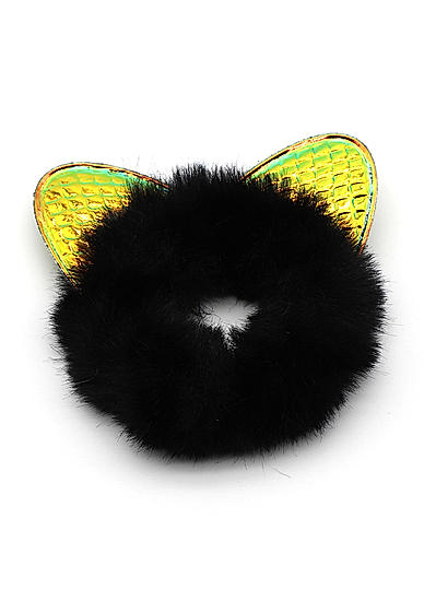 Black Neon Furry Meow Kids Scrunchie Rubber Band