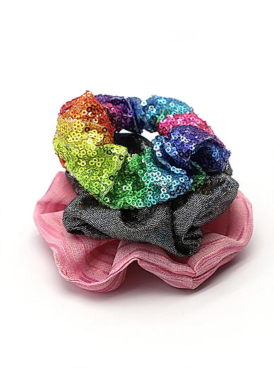 Set of 3 Colorful Party Glitter Scrunchy Rubberband