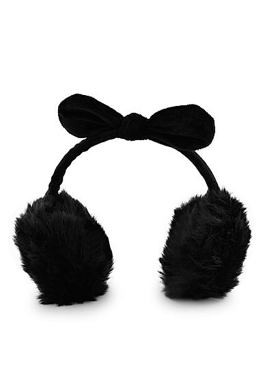 ToniQ Black Bunny Bow Fluffy Fur Ear Muffs