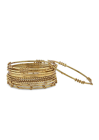  Ethnic Indian Traditional Set Of 12 Gold Metal Bangles For Women
