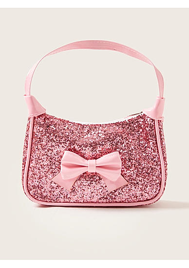 Pink Glitter Bow Kids Sling Bag